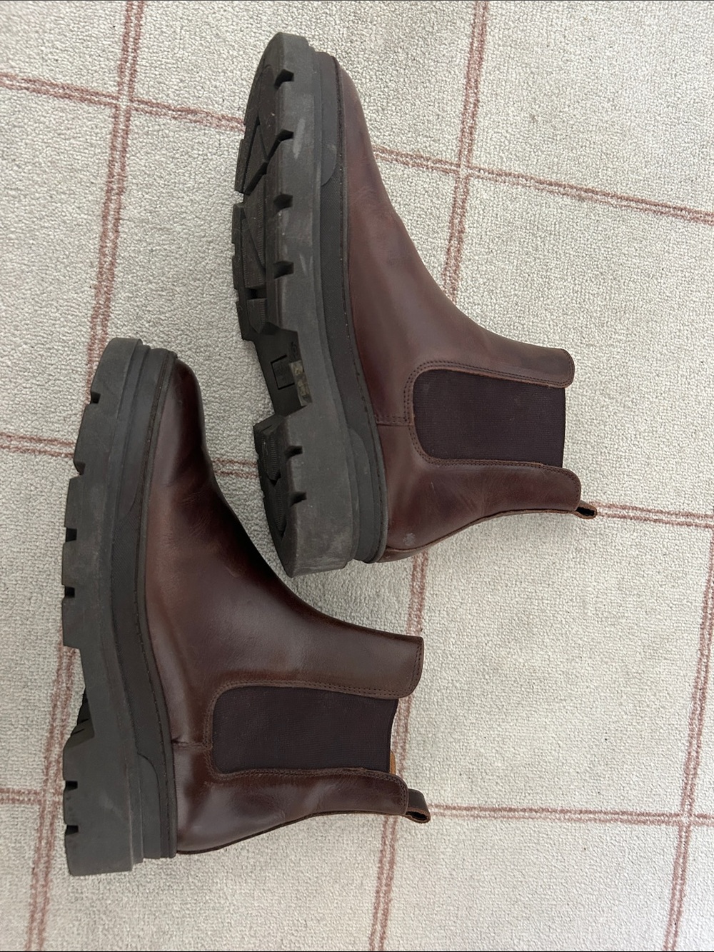 Men's Chunky Chelsea Boots in Dark Brown Leather with Lug Sole